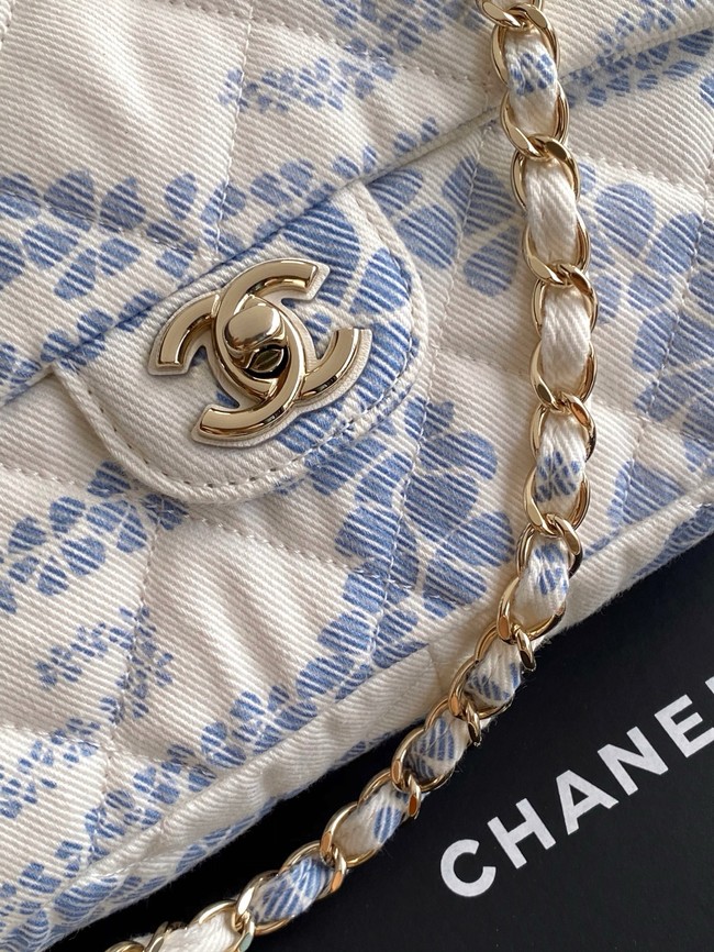 Chanel Flap Bag AS5454 Light blue & White