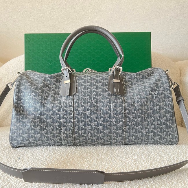 Goyard Calfskin Leather Travel Bag 55699 gray
