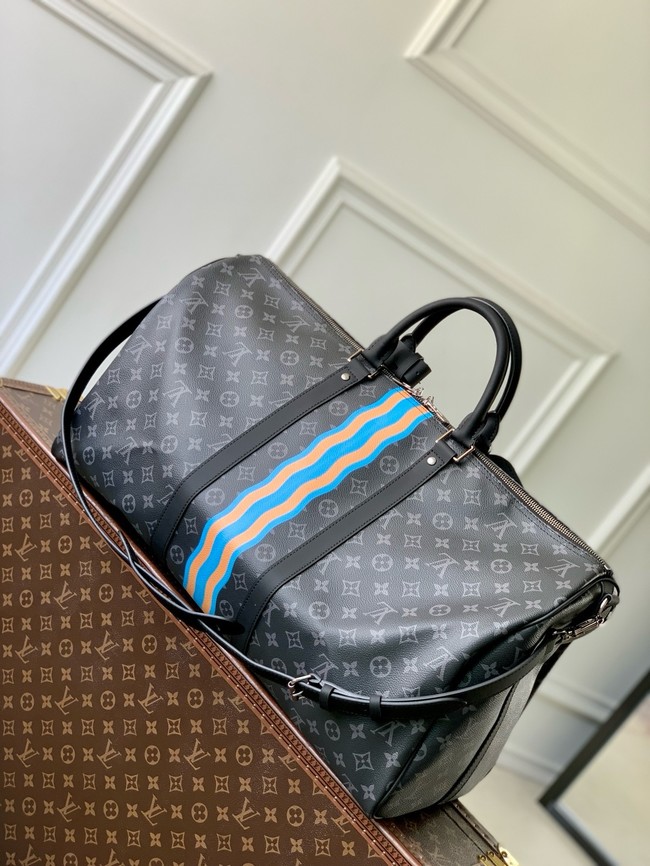 Louis Vuitton Keepall Bandouliere 55 M40605 black&blue