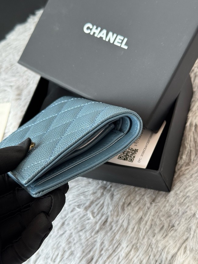 Chanel Leather Wallet A84058 blue