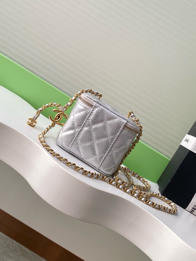 CHANEL Grained Calfskin Small Vanity with Chain AP3941 Silvery
