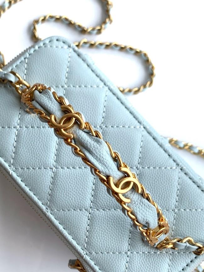 CHANEL Classic Small Vanity with Chain AP4799 light blue