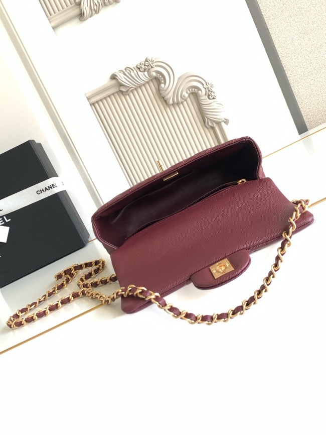 CHANEL Mini Flap Bag with Top Handle AS5701 burgundy