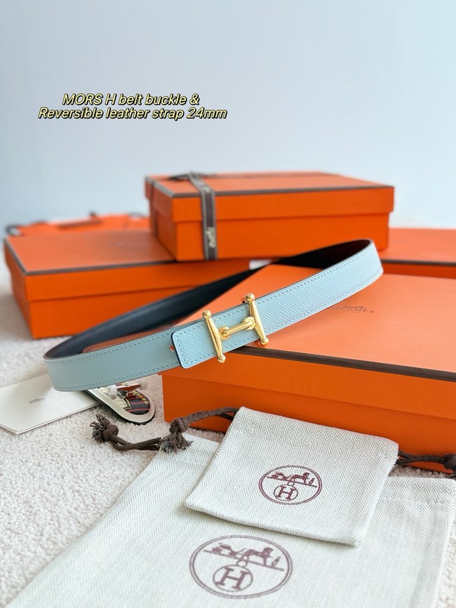 Hermes Epsom calfskin double-sided leather belt 65996