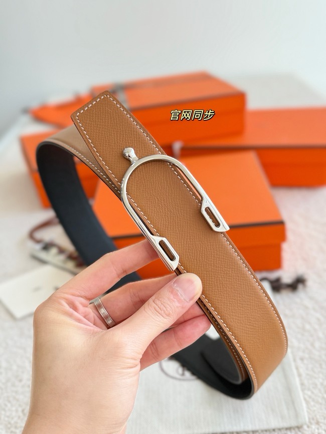 Hermes Epsom calfskin double-sided leather belt 66010