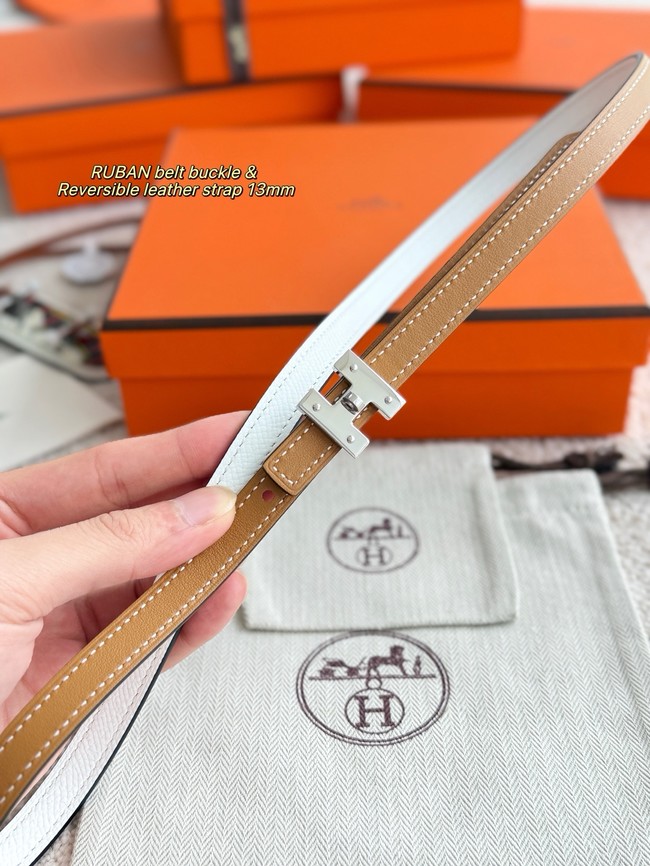 Hermes Swft & Epsom calfskin double-sided leather belt 66025