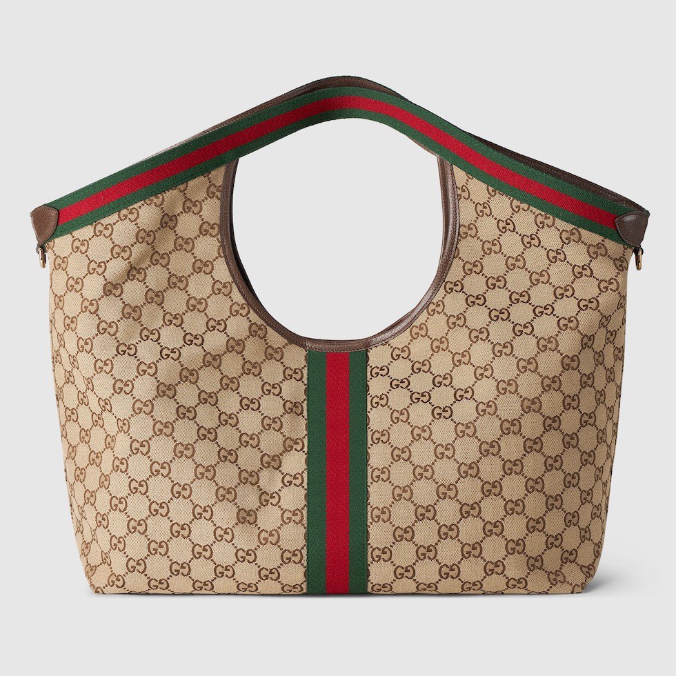 Gucci Giglio Large Tote Bag Variation Beige and Brown GG Canvas 853971