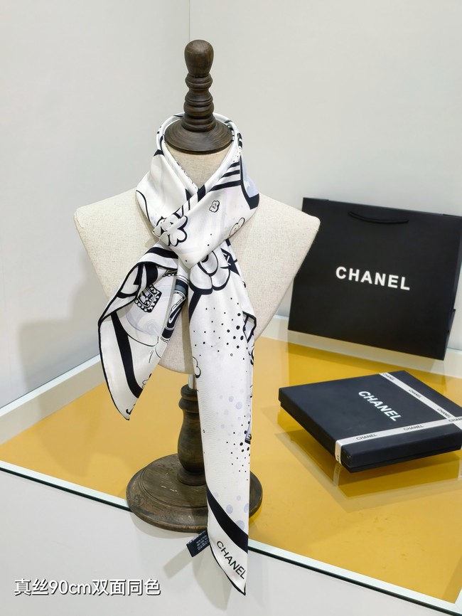 Chanel 90 Square Scarf Silk Twill KY153
