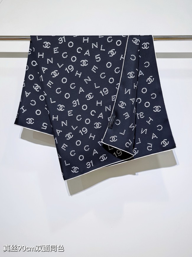 Chanel 90 Square Scarf Silk Twill KY154