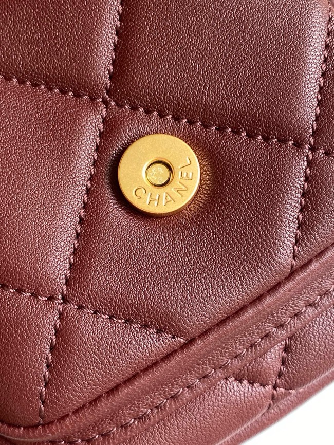 CHANEL Small Bowling Bag Lambskin AS5792 burgundy