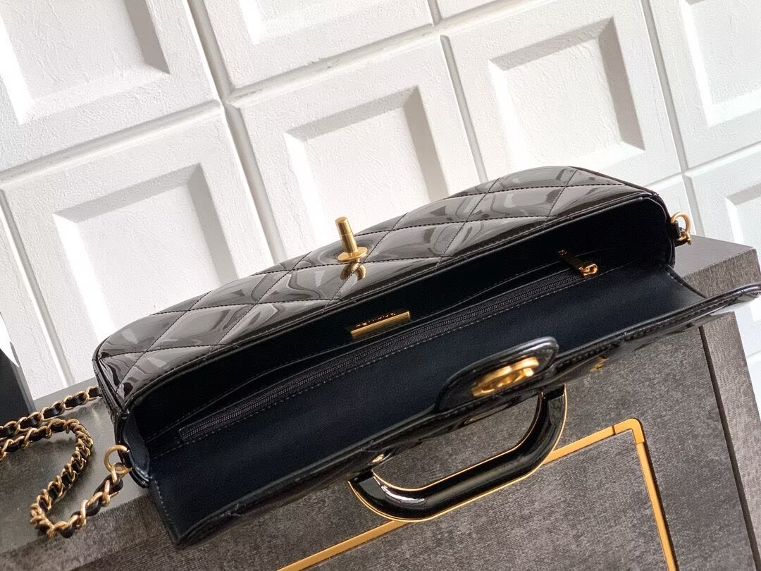 Chanel 25K Original Patent Leather Top Handle Bag A6321 Black Chanel 25K Original Patent Leather Top Handle Bag A6321 Black