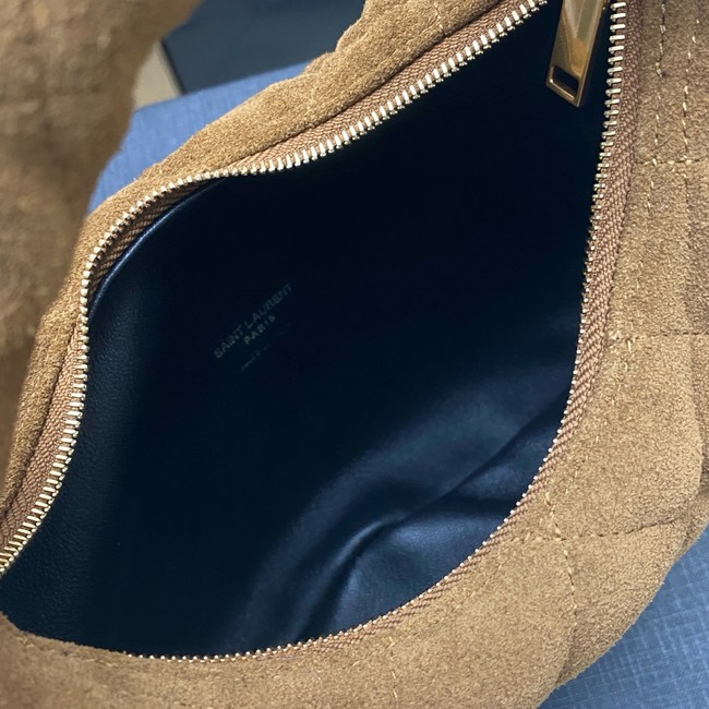 Saint Laurent ICARINO in plunged suede 851689 CARAMEL COGNAC