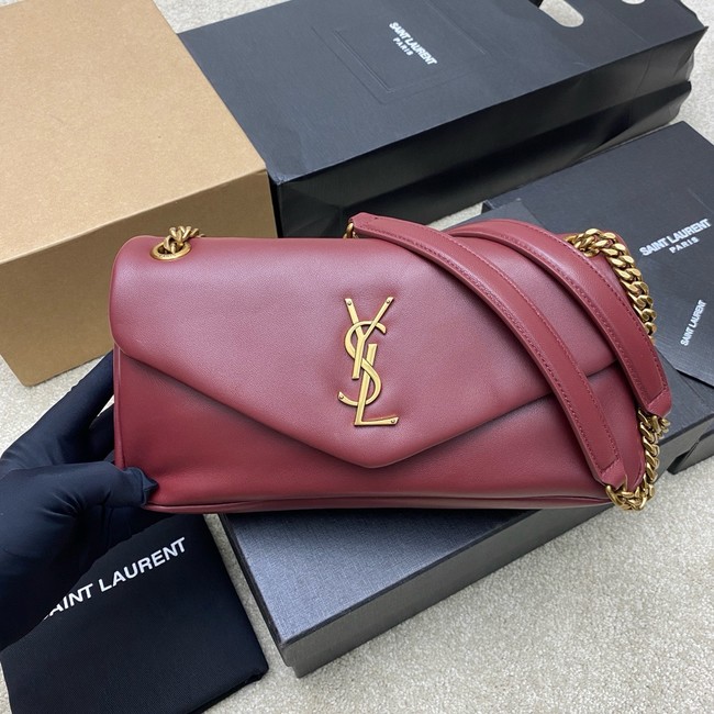 Saint Laurent CALYPSO small in plunged lambskin 734153 ROUGE CABERNET