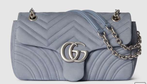Gucci GG Marmont medium shoulder bag 837267 Variation dusty blue suede