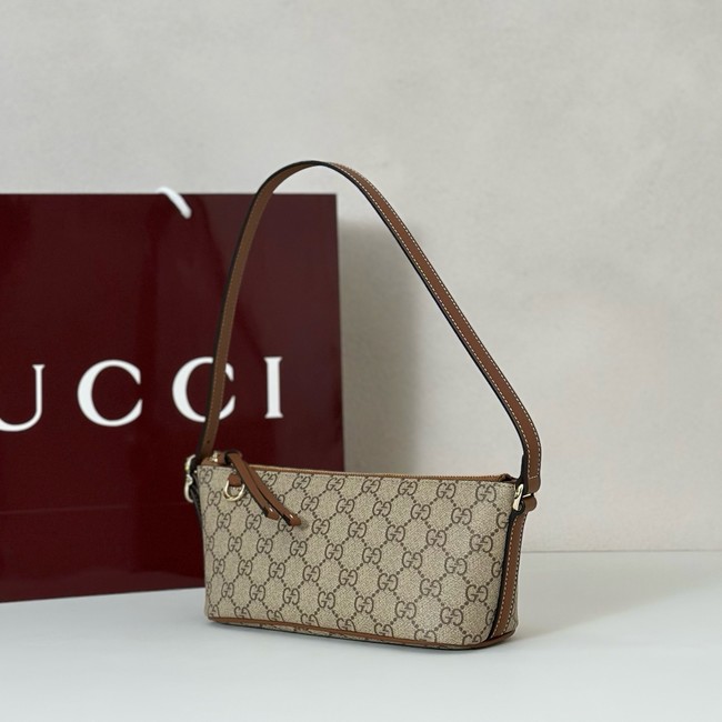 Gucci GG Emblem small shoulder bag 847281 beige and dark brown fabric