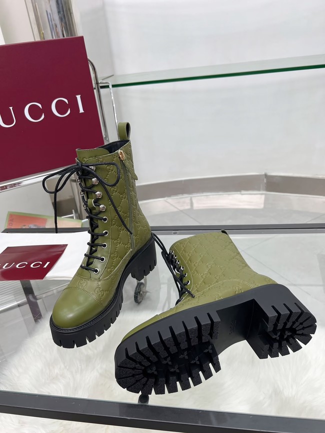 Gucci Womens lace-up ankle boot with GG 840739-2