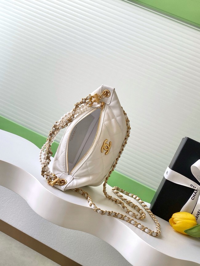 Chanel Lambskin Hobo Handbag AS5898 white
