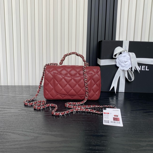 CHANEL Clutch With Chain AS2701 red&Silver Metal