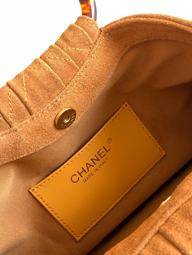 CHANEL Hobo Bag Suede AS6010 Camel