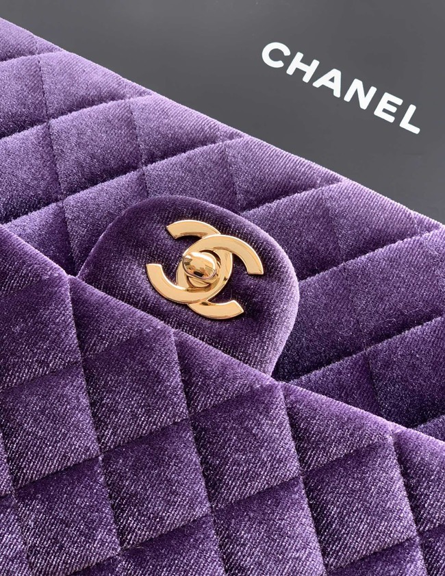 CHANEL Classic 11.12 Handbag velvet A01112 Purple