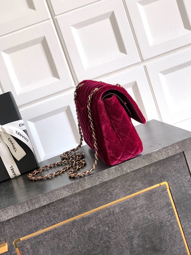 CHANEL Classic 11.12 Handbag velvet A01112 red