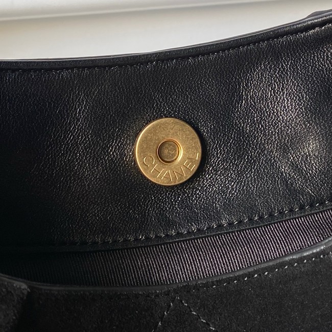 CHANEL Hobo Bag Suede Calfskin AS5970 black