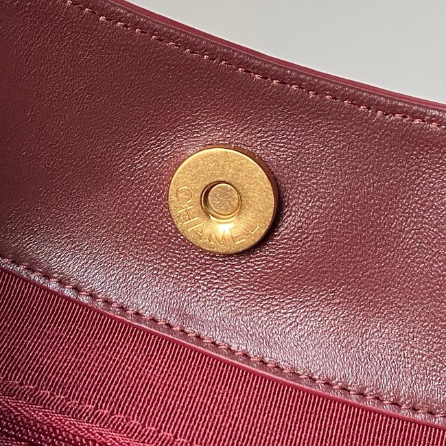 CHANEL Hobo Bag Suede Calfskin AS5970 burgundy