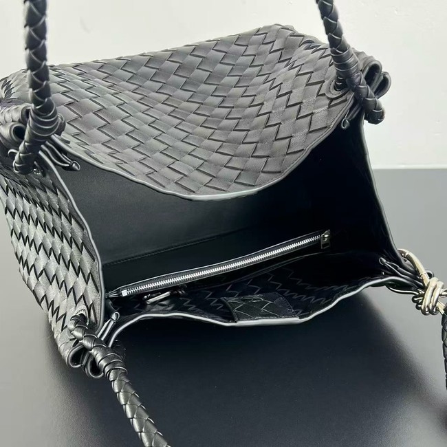 Bottega Veneta Parachute 826212 black&Vintage silver finish