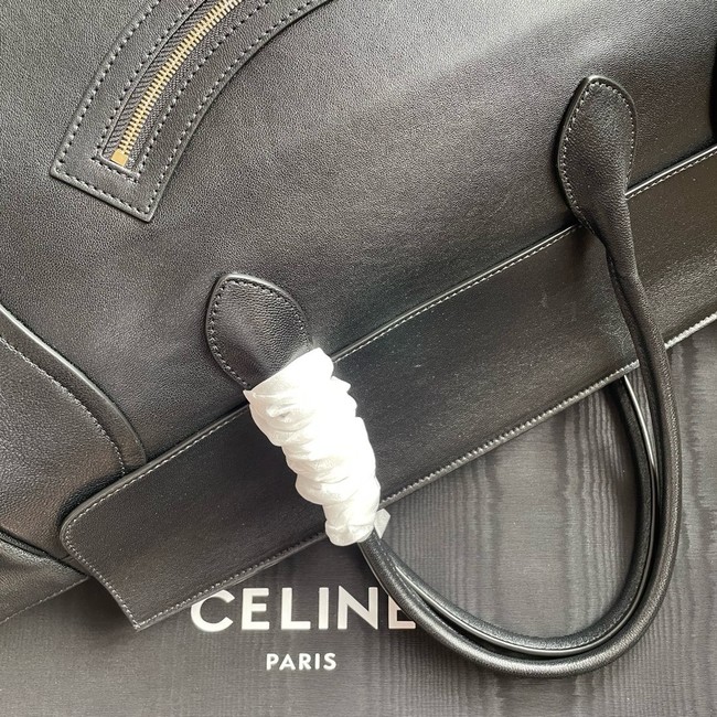 Celine LARGE SMILING NEW LUGGAGE IN SUPPLE SHINY LAMBSKIN 123683 black
