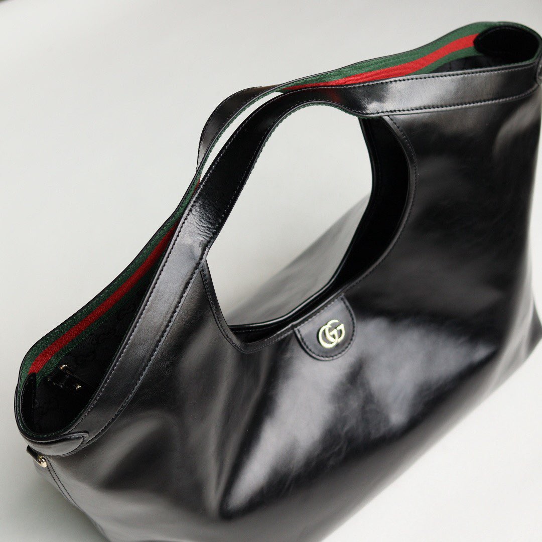 Gucci Giglio Original Oiled Leather large tote GG bag 853971 Black