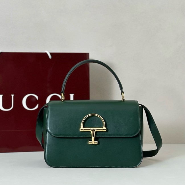 Gucci Siena medium top handle bag 855535 dark green