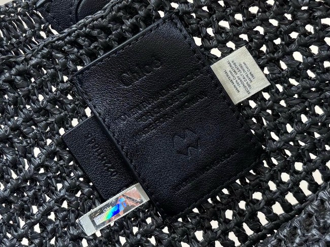 Chloe SUMMER straw and leather tote bag 1668 black