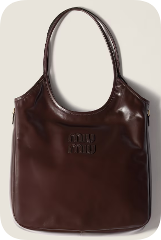 MIUMIU IVY leather handbag 5GB231 Dark brown