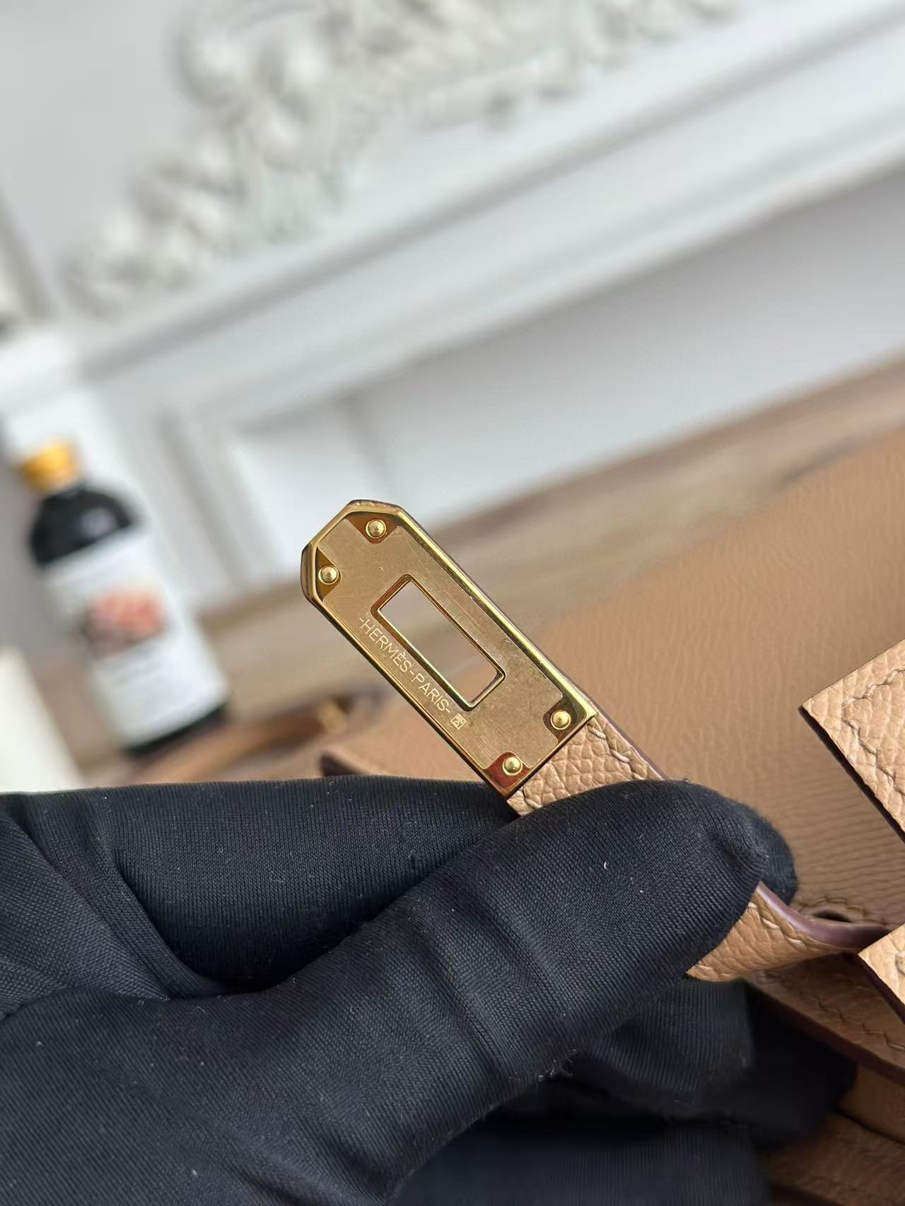 Hermes Kelly 19cm Shoulder Bags Original Epsom Leather KL19 Gray