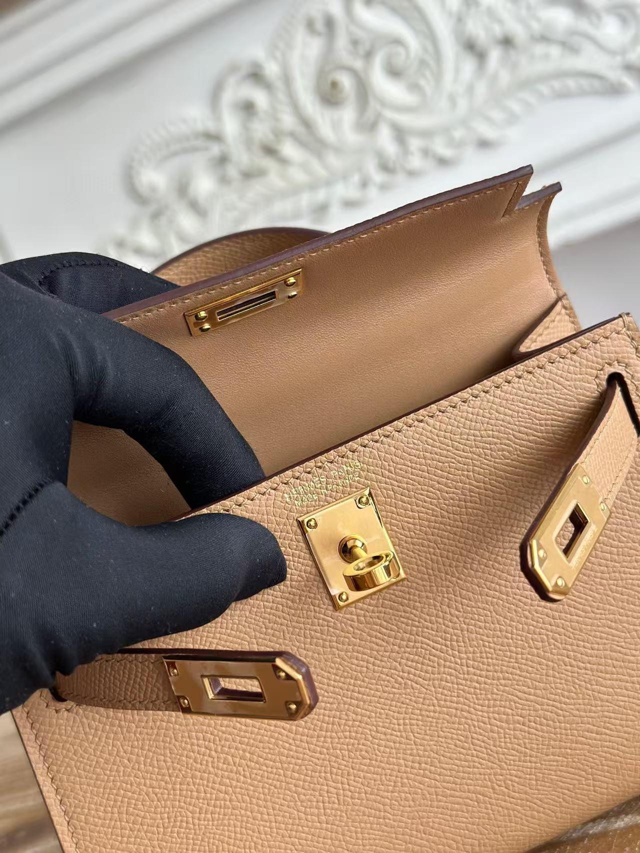 Hermes Kelly 19cm Shoulder Bags Original Epsom Leather KL19 Gray