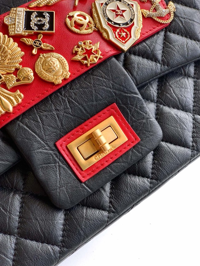 CHANEL Classic Handbag Lambskin CF1112 black&red