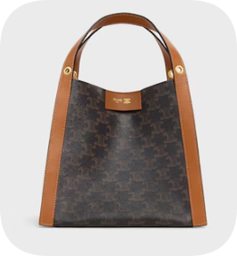 Celine SMALL CUBE BAG IN Triomphe Canvas and NATURAL Calfskin 124182 MIEL