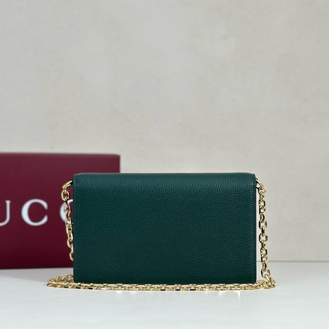 Gucci Half Horsebit wallet on chain 855654 drak green