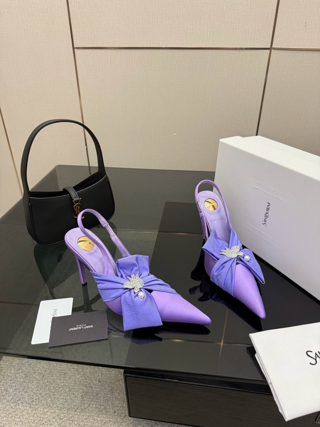 Saint Laurent AMALIA slingback pumps in satin crepe Heel 10.5CM 55726-11