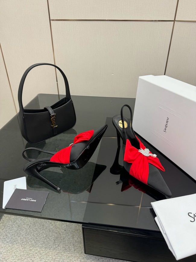 Saint Laurent AMALIA slingback pumps in satin crepe Heel 10.5CM 55726-3