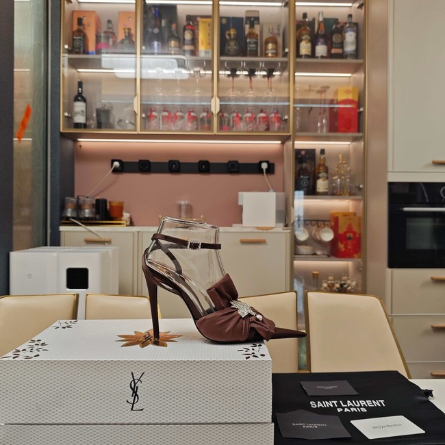 Saint Laurent AMALIA slingback pumps in satin crepe Heel 10.5CM 35964-2