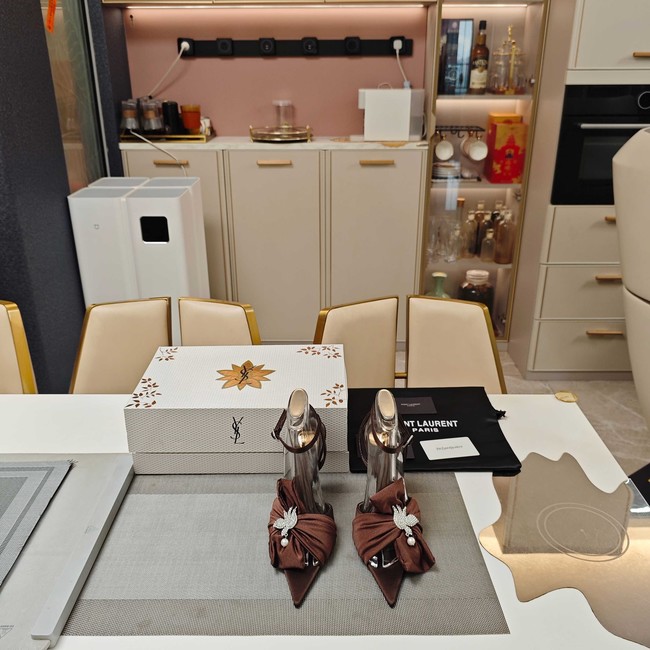 Saint Laurent AMALIA slingback pumps in satin crepe Heel 10.5CM 35964-2