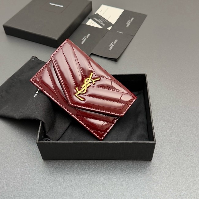 SAINT LAURENT UPTOWN FLAP CARD CASE IN GRAIN DE POUDRE LEATHER 612808-3