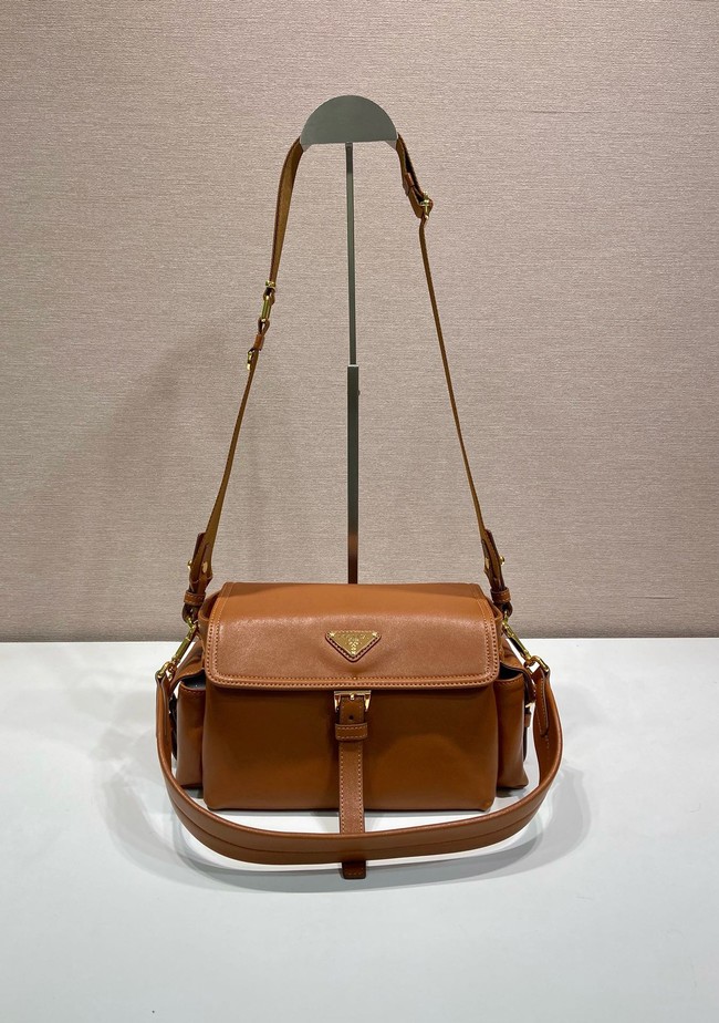 Prada Route medium leather tote bag 1BD394 camel