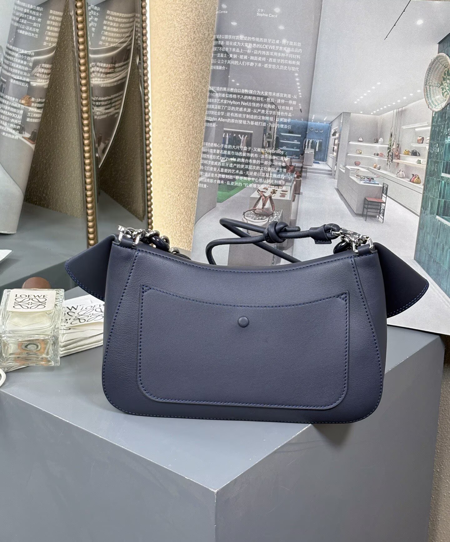 Loewe Ola Original Leather Fashion Handbag L53012 Navy