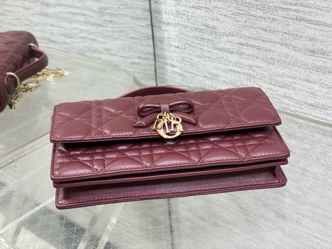 My Dior Mini Bag Cannage Lambskin S0984PU wine red