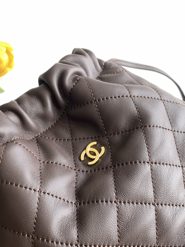 Chanel Lambskin Hobo Bag AS5227 dark brown
