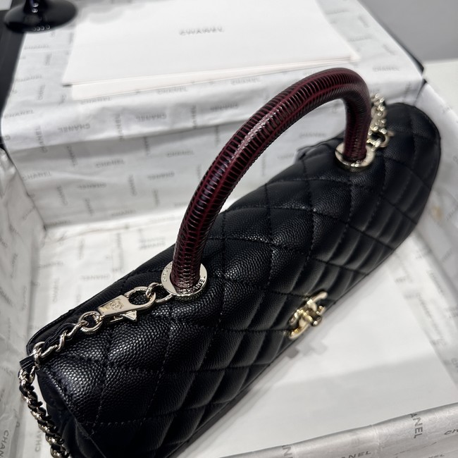Chanel Maxi Flap Bag With Top Handle AS6091 black& wine red
