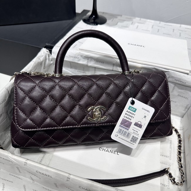 Chanel Maxi Flap Bag With Top Handle AS6091 dark brown