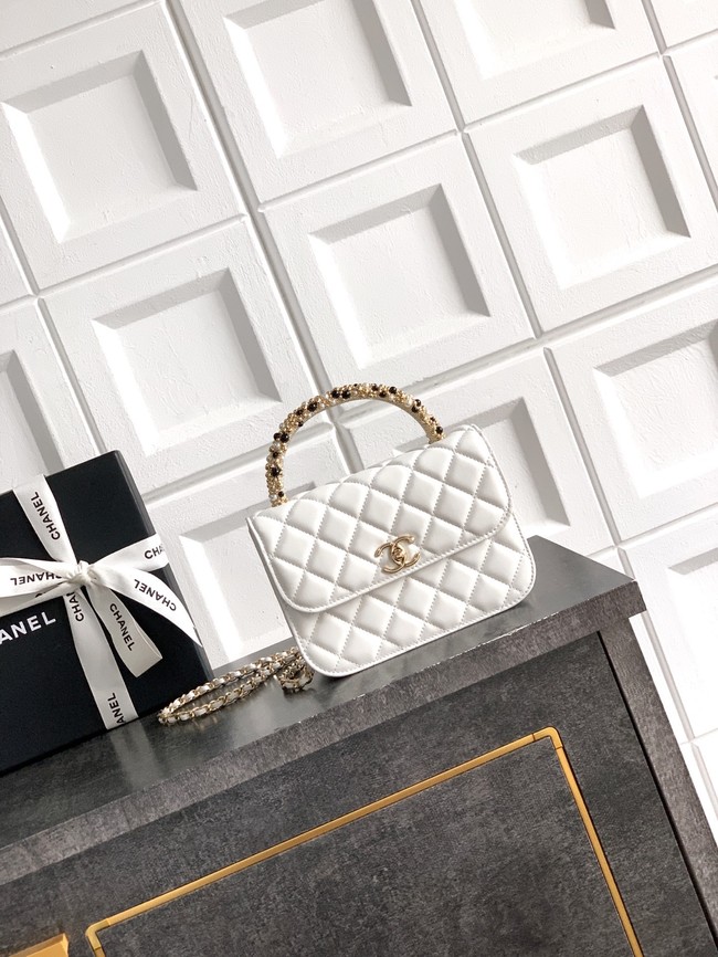 Chanel Mini Flap Bag with Top Handle AS5984 white